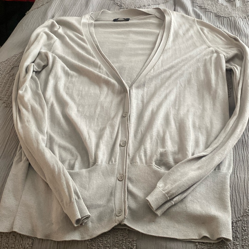 Massimo Dutti silk light gray cardigan